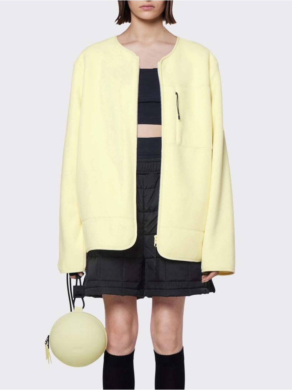 Rains Fleece Jacket in Straw Yellow Size XS